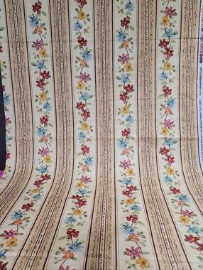 "Farmers Market" Floral Stripe Cotton Fabric Red Rooster Fabrics #23077 (0799)